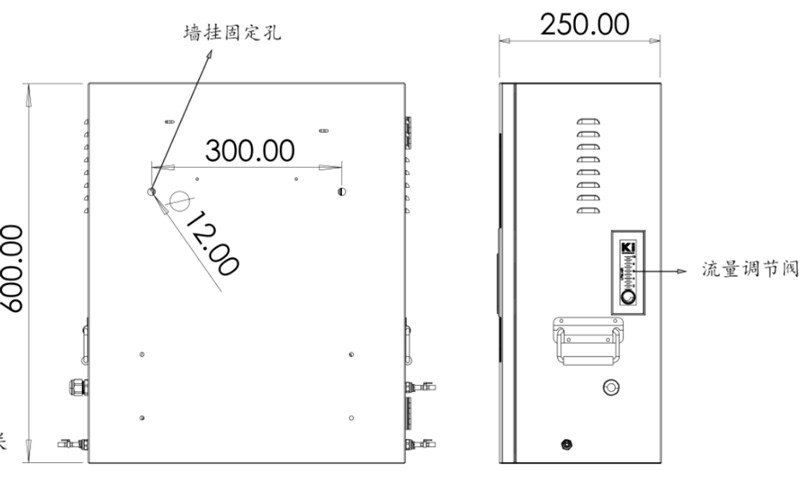 濁度在線(xiàn)檢測儀側視圖